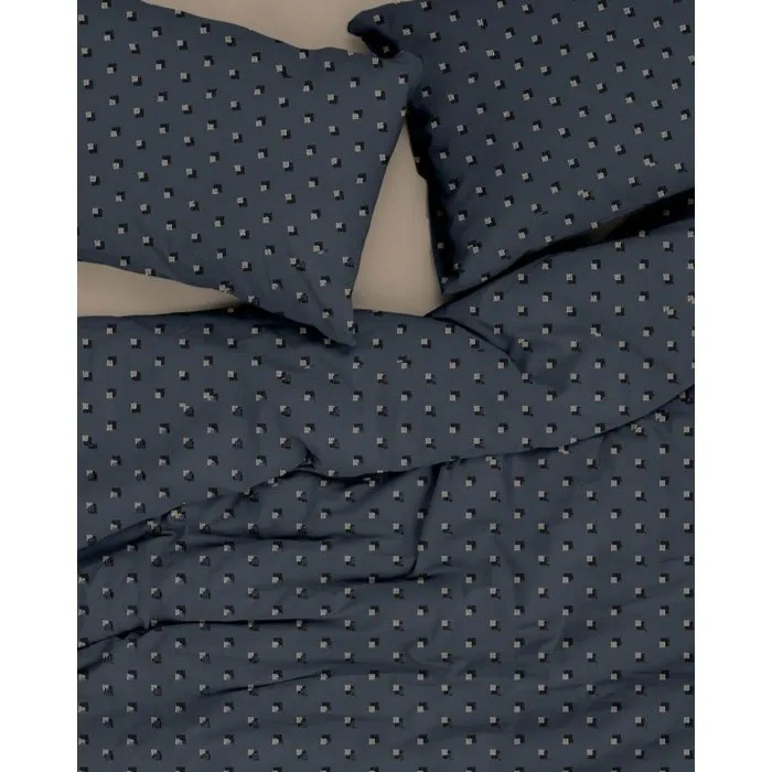 Parure de lit 1 housse de couette 140 x 200 cm + 1 taie d'oreiller 60 x 60 cm - Noir / Gris - 100% coton renforcé Parure de lit 1 housse de couette 140 x 200 cm + 1 taie d'oreiller 60 x 60 cm - Noir / Gris - 100% coton renforcé