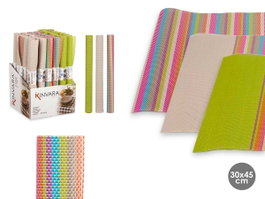 Kinvara Set de 2 sets de table 30x45 cm rayures multicolores PVC et polyester (Set de 72)