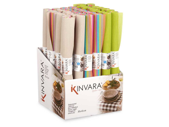 Kinvara Set de 2 sets de table 30x45 cm rayures multicolores PVC et polyester (Set de 72)