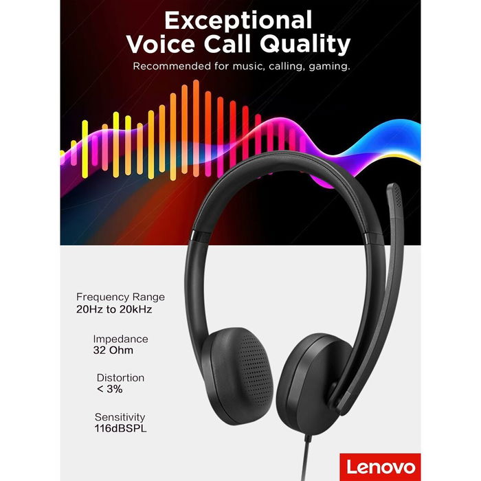 Casques avec Microphone Lenovo 4XD1P83425 Noir