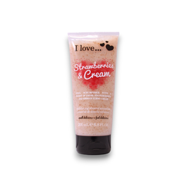 I Love Gel Douche Exfoliant Fraise & Crème 200 ml
