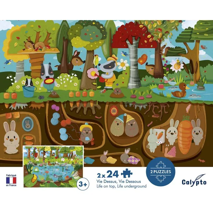 Sentosphere - Puzzles éducatifs 24 pièces La Vie Dessus / Dessous - Développe observation, mémoire et logique - À partir de 3 ans