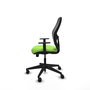 Chaise Alocén Synchro 3 positions tissu Vert pistache Maille Noir Base pyramidale noire Accoudoir 1D Sans appui-tête Roulettes 65mm nylon