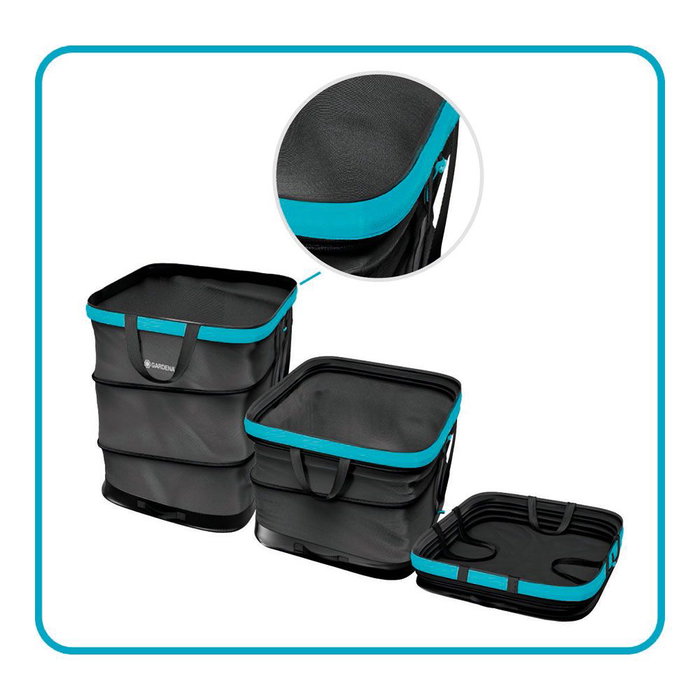 Gardena Sac de jardin Pop Up carré 127 l noir/bleu recyclé