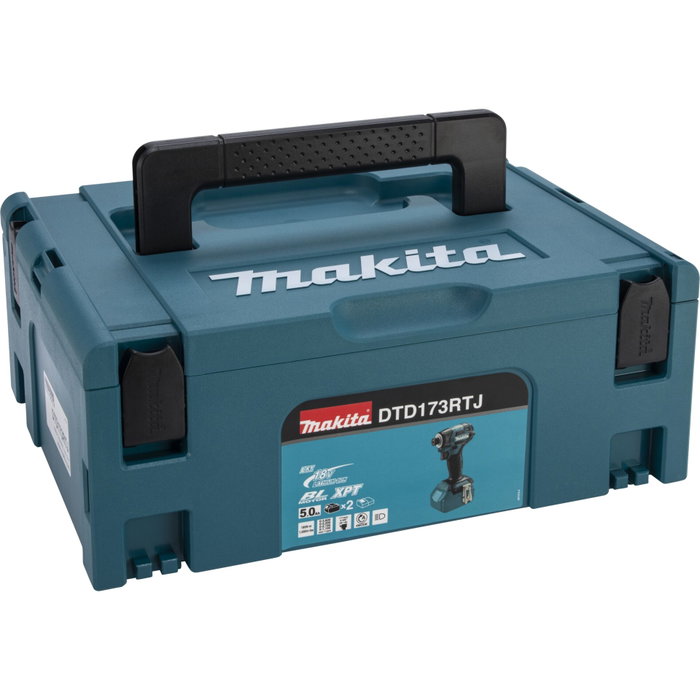 Makita DTD173RTJ Visseuse à impact sans fil avec 2 batteries 5,0 Ah et mallette MAKPAC