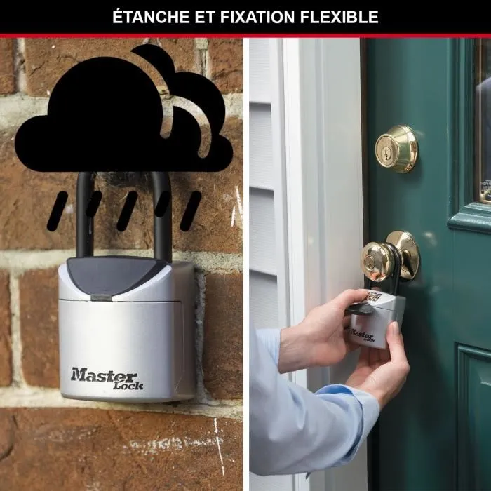 Master Lock 5406EURD - Boîte à clés sécurisée portable format XS avec anse, verrou par combinaison, corps métallique, anti-feu, pour 2 clés