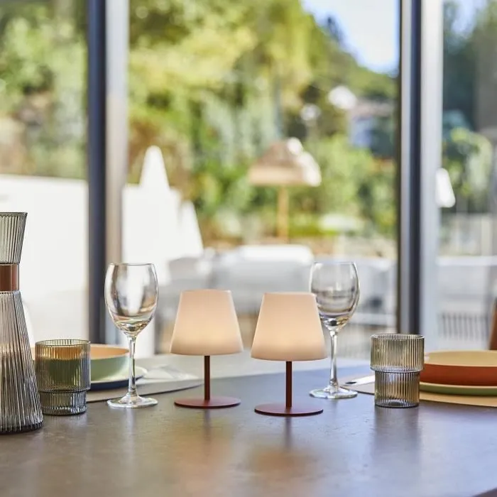 Lumisky TWINS - Set de 2 lampes de table LED sans fil - Couleur terracotta - Hauteur 16 cm