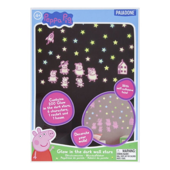 Paladone Vinyle Décoratif Peppa Pig Brille dans le Noir - 200 Étoiles Luminescentes
