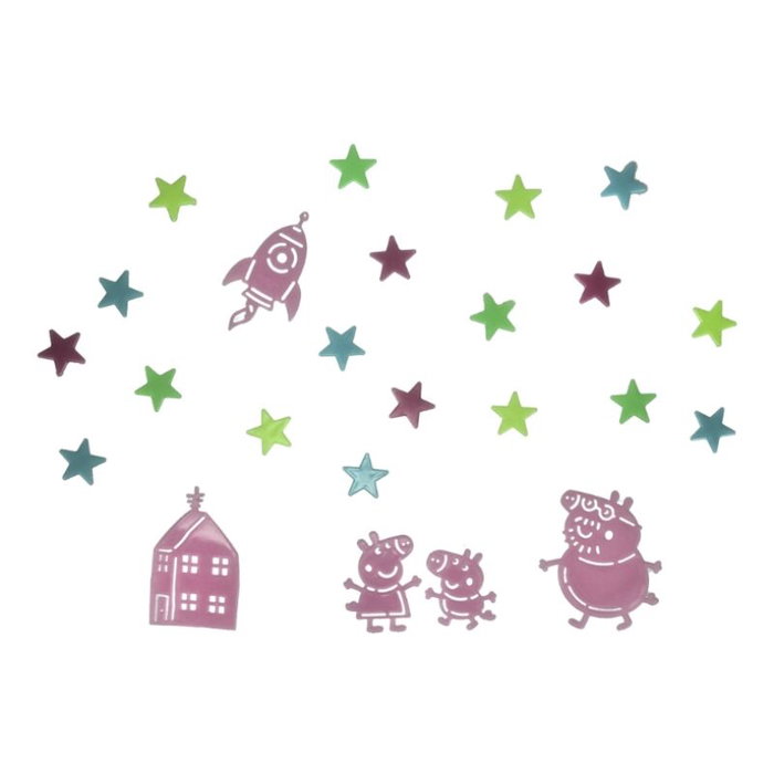 Paladone Vinyle Décoratif Peppa Pig Brille dans le Noir - 200 Étoiles Luminescentes