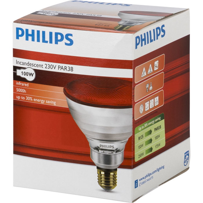 Philips Ampoule infrarouge Par 38 100W E27 Rouge (thérapeutique)