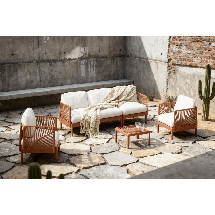 Home ESPRIT Canapé de jardin Terre cuite 222 x 74 x 70 cm