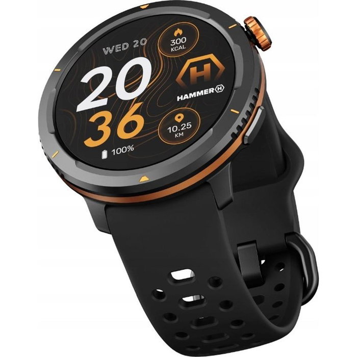 Hammer Watch 2 Lite Noir - Montre Connectée AMOLED 1.43", 3 ATM, Bluetooth 5.3, 60+ Sports