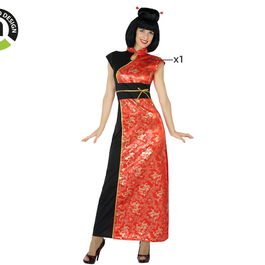 Déguisement Chinois Adulte Femme - Robe Rouge Longue Sans Manches en Polyester pour Carnaval, Fêtes et Événements - Taille M-L