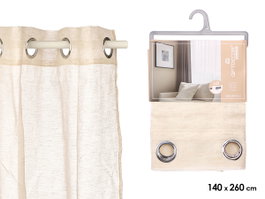 Giftdecor Rideau Beige Transparent 140 x 260 cm, Tissu Polyester-Lin, Marron (Set de 6)