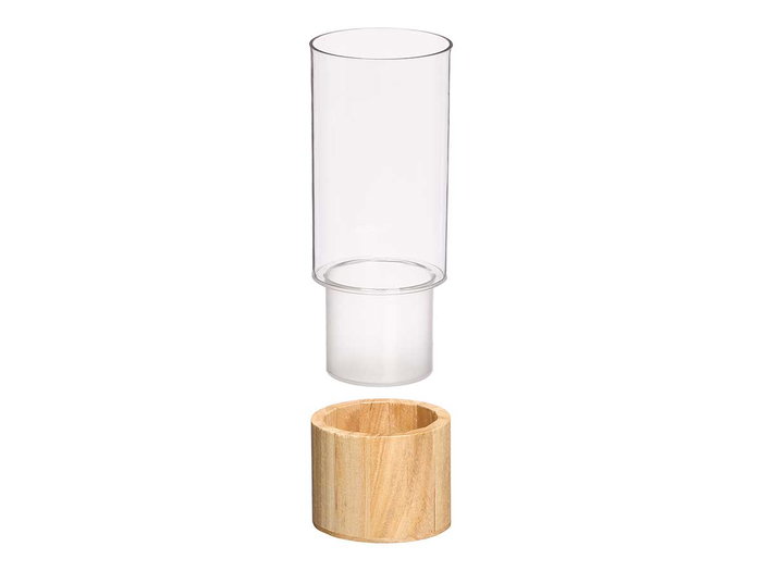 GIFTDECOR Vase Cylindrique en Acrylique avec Base en Bois 10x10x25cm