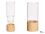 GIFTDECOR Vase Cylindrique en Acrylique avec Base en Bois 10x10x25cm