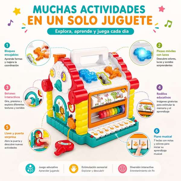 Hola Maison de blocs et d'activités avec lumières et sons