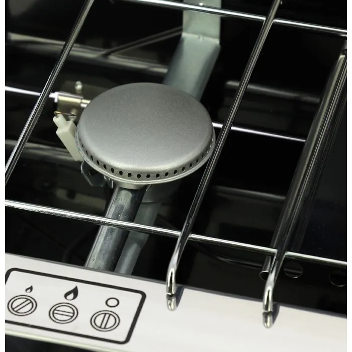 Incasa Réchaud à gaz 2 feux + gril/toaster intégré 4500 W 3 brûleurs Acier émaillé Butane/Propane
