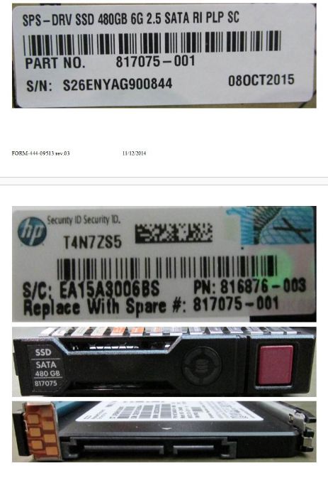 Hewlett Packard Enterprise 480 Go 2,5" SATA III Disque Dur de Remplacement
