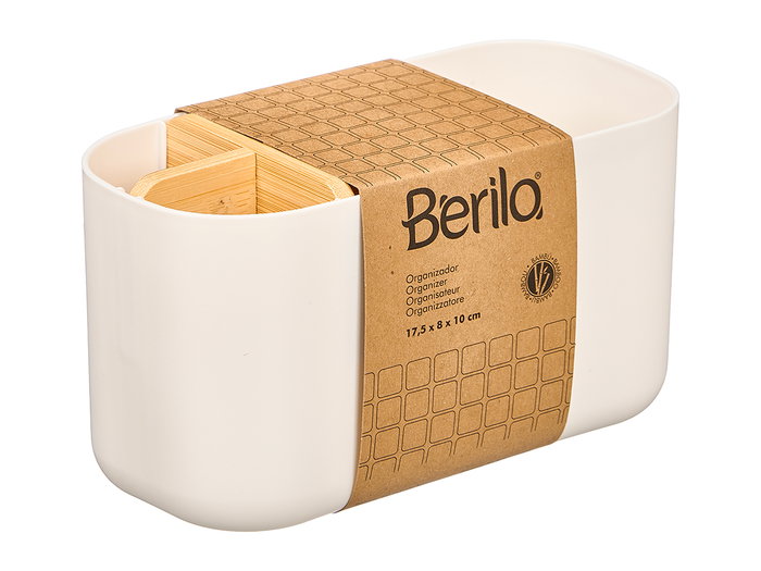 BERILO Organisateur de cosmétiques 5 compartiments Blanc-Bambou