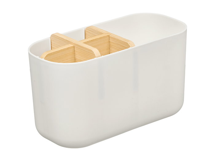 BERILO Organisateur de cosmétiques 5 compartiments Blanc-Bambou