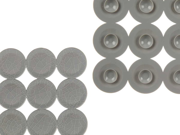 Berilo Tapis de Bain Antidérapant Motif Brique Gris 54x54 cm PVC (Set de 6)