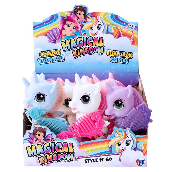 HTI Figurine Unicornio Style & Go avec Mèche et Peigne - Stylez sa Crinière - 4 Couleurs Disponibles - Jouet pour Enfants dès 3 Ans