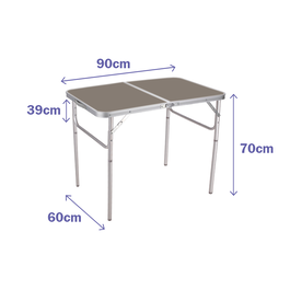 Marbueno 10031 Table Pliante Aluminium 90x60x70 cm Blanc Gris Bois Camping et Plage