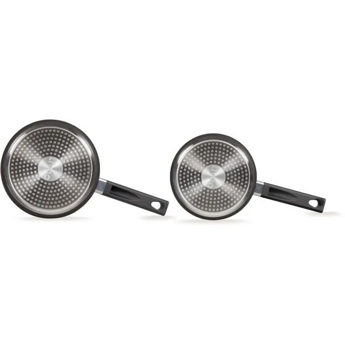 Livoo MEP154N - Set de 2 casseroles antiadhésives sans PFOA, diamètres 18 et 20 cm, manches en silicone résistant à la chaleur, compatibles tous feux dont induction