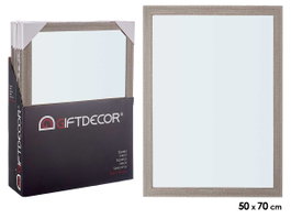 Giftdecor Miroir Gris 55.5 x 75.5 cm en Verre et Plastique avec Crochets (Set de 8)