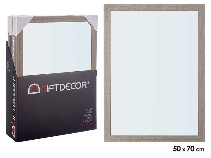 Giftdecor Miroir Gris 55.5 x 75.5 cm en Verre et Plastique avec Crochets (Set de 8) Giftdecor Miroir Gris 55.5 x 75.5 cm en Verre et Plastique avec Crochets (Set de 8)