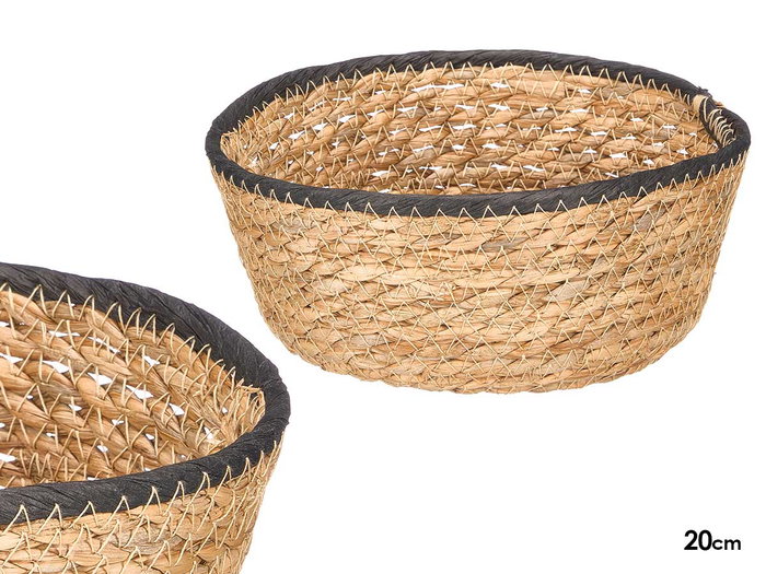 GIFTDECOR Cesto redondo 20cm Negro-Natural GIFTDECOR Cesto redondo 20cm Negro-Natural