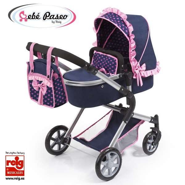 Reig Poussette poupée Combi bleu marine 82 x 38,5 x 79 cm