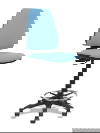 Tabouret Taburete Elche Contact permament de base Tissu Bleu ciel Structure polyamide noire Sans accoudoirs Sans appui-tête Roulettes en nylon 50 mm