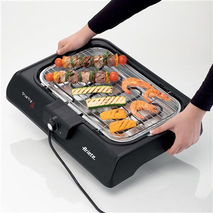 Ariete 723 Barbacoa Électrique Portable avec Mécanisme d'Ajustement 2 Positions, Bandeau de Goutte et Unité de Chauffage Amovible - Facile à Nettoyer et à Ranger