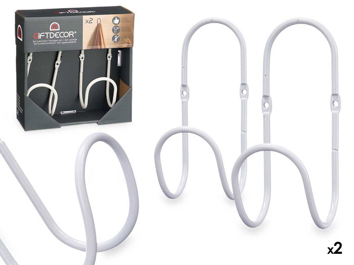 GIFTDECOR Set de 2 cintres à anneaux blanc (Lot de 6) GIFTDECOR Set de 2 cintres à anneaux blanc (Lot de 6)