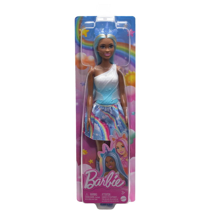 Mattel - Poupée Barbie Licorne avec Cheveux de Fantaisie, Corselet à Dégradés, Jupe Imprimée et Accessoires - Référence Hrr14 - Pour Enfants de 3 Ans et Plus