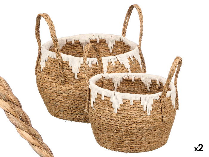 Giftdecor Lot de 2 cache-pots blanc Filo 30x32x30 cm et 25x25x27 cm en sparte et coton (Set de 4) Giftdecor Lot de 2 cache-pots blanc Filo 30x32x30 cm et 25x25x27 cm en sparte et coton (Set de 4)