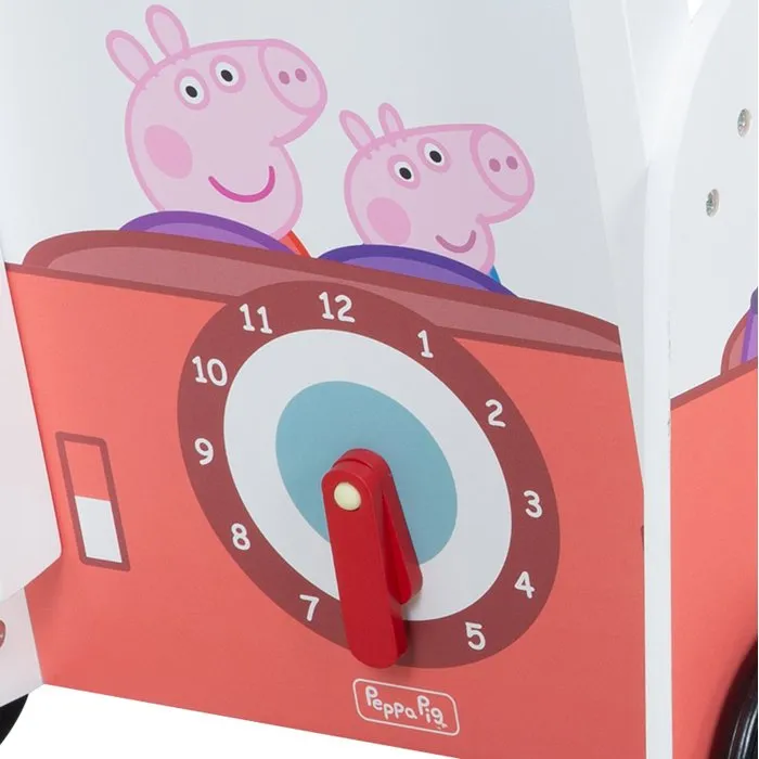 Roba - Chariot de marche éducatif et centre d'activités Peppa Pig - Pousseur avec rangement et roues sécurisées - Corail