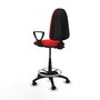 Tabouret Aýna taburete Contact permament de base Cuir écologique Rouge Structure polyamide noire Accoudoirs fixes Sans appui-tête Roulettes en nylon 50 mm