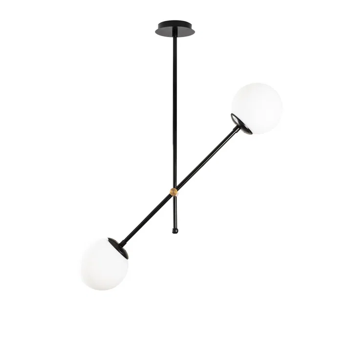 Opviq Lampe Suspendue Lanus Métal/Verre Blanc/Noir 2xE27 OPV-892OPV1931