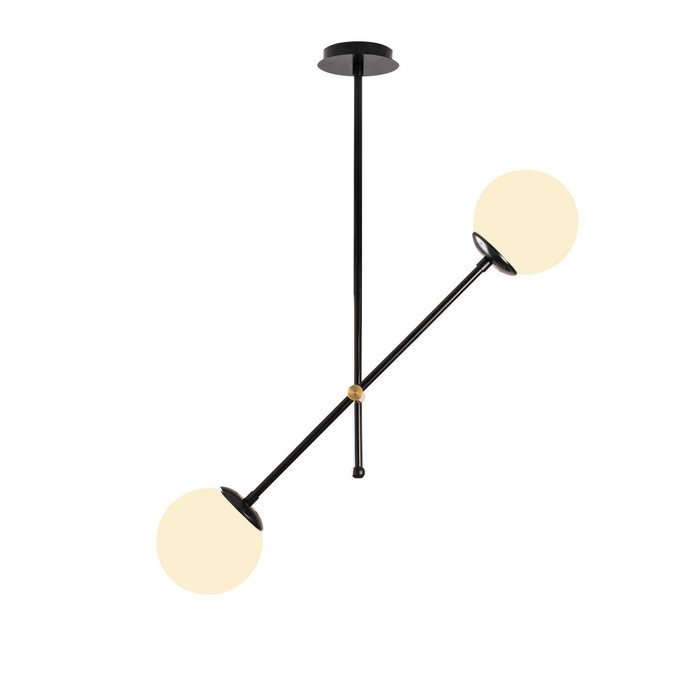 Opviq Lampe à suspension Lanus Blanc/Noir en métal et verre
