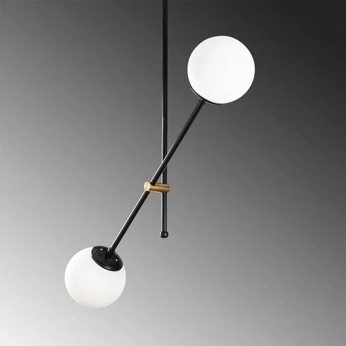 Opviq Lampe Suspendue Lanus Métal/Verre Blanc/Noir 2xE27 OPV-892OPV1931