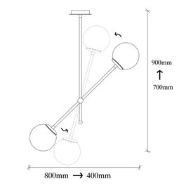 Opviq Lampe à suspension Lanus Blanc/Noir en métal et verre