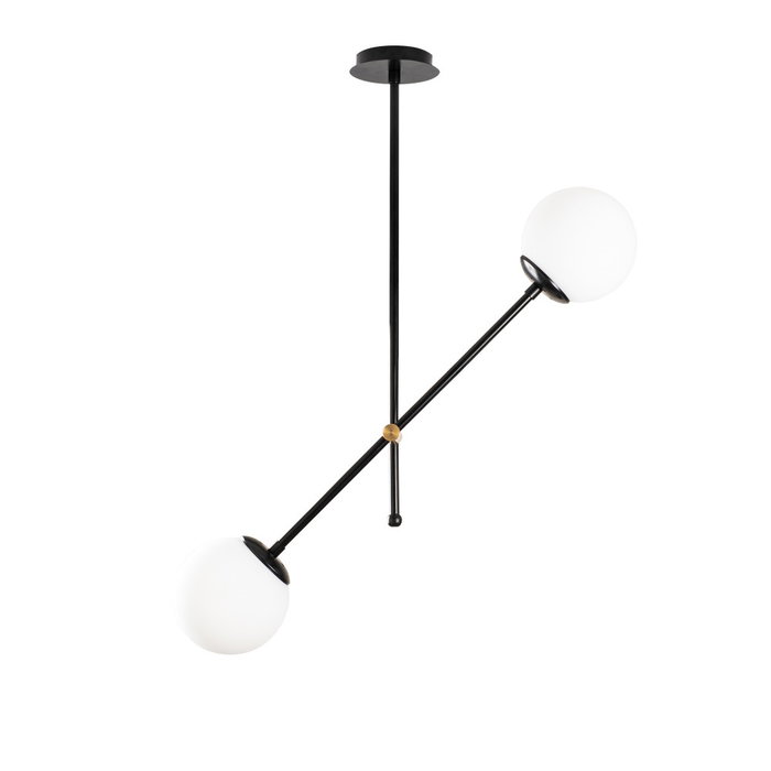 Opviq Lampe à suspension Lanus Blanc/Noir en métal et verre