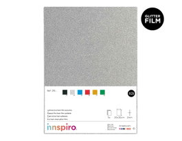 Innspiro Set de 5 feuilles de mousse EVA argentée pailletée 20x30 cm