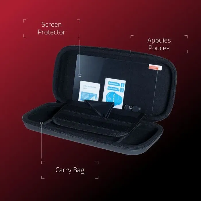 Onlan Pack de Démarrage pour Nintendo Switch 2 - Sacoche Noire + Protection d'Écran en Verre Trempé H9 + Thumbsticks