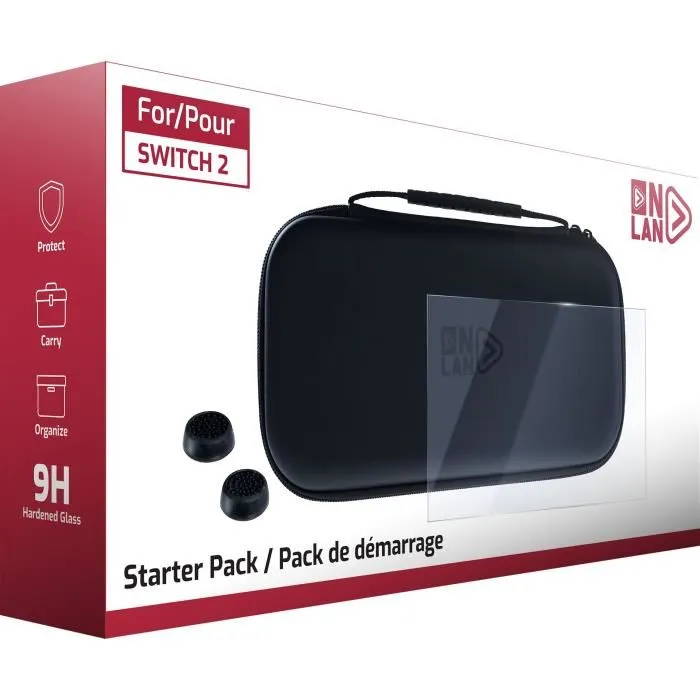 Onlan Pack de Démarrage pour Nintendo Switch 2 - Sacoche Noire + Protection d'Écran en Verre Trempé H9 + Thumbsticks