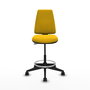 Tabouret Taburete Elche Contact permament de base Tissu Jaune Base pyramidale noire Sans accoudoirs Sans appui-tête Roulettes 65mm nylon