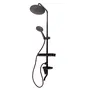 Ensemble de Douche Monocommande Noir avec Flexible, Barre et Pommeau - Laiton/Zinc, ABS, Acier Inoxydable - QLI-FA-3019